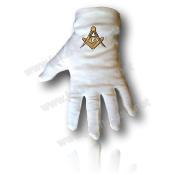 Gants Blancs Équerre Compas "G" Dorés