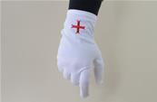 Gants Blancs Lycra Brodés Croix Templier